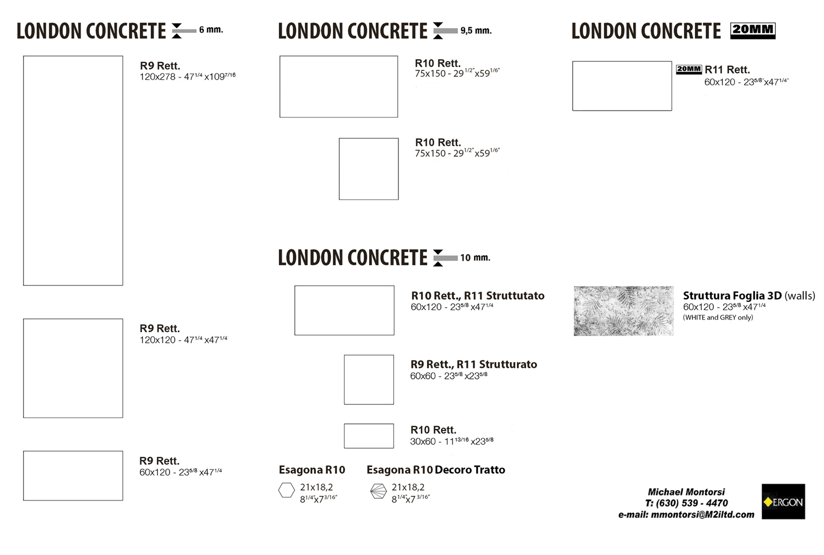 Ergon London Concrete Sizes